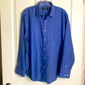 NWOT NORDSTROM SMARTCARE/Trim Fit sz 16 32-33 Pima Cotton blue shirt